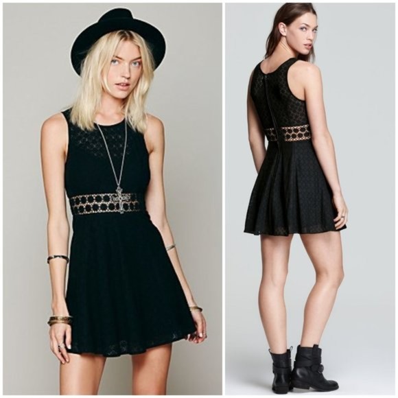 Free People Dresses & Skirts - Free People Daisy Cutout Lace Black Sleeveless Dress